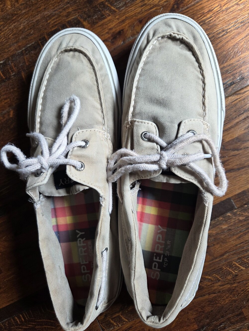 Sperry Light Tan Canvas Boat Shoes Size 12